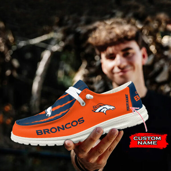 Denver Broncos Scratch Hey Dude Shoes -  Moccasin Slipper