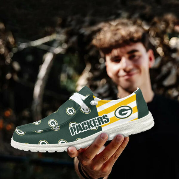 Green Bay Packers Logo Pattern Hey Dude Shoes