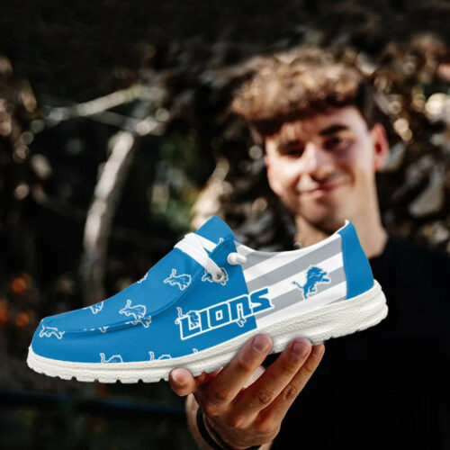 Detroit Lions Logo Pattern Hey Dude Shoes