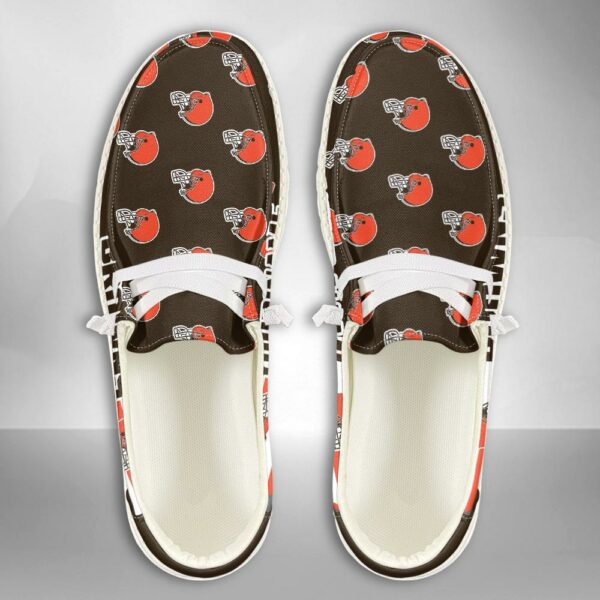 Cleveland Browns Logo Pattern Hey Dude Shoes