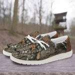 New England Patriots Camo Hunting Hey Dude Canvas Loafer Shoes