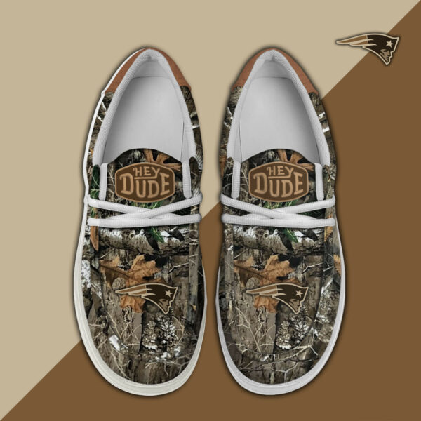 New England Patriots Camo Hunting Hey Dude Canvas Loafer Shoes