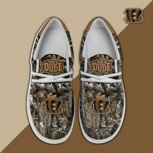 Cincinnati Bengals Camo Hunting Hey Dude Canvas Loafer Shoes