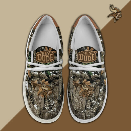 Minnesota Vikings Camo Hunting Hey Dude Canvas Loafer Shoes