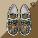 Green Bay Packers Camo Hunting Hey Dude Canvas Loafer Shoes