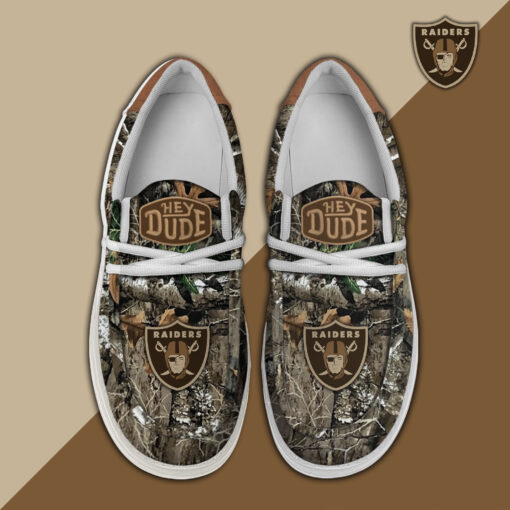 Las Vegas Raiders Camo Hunting Hey Dude Canvas Loafer Shoes