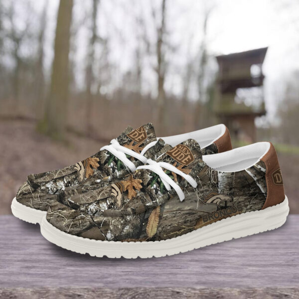 Denver Broncos Camo Hunting Hey Dude Canvas Loafer Shoes