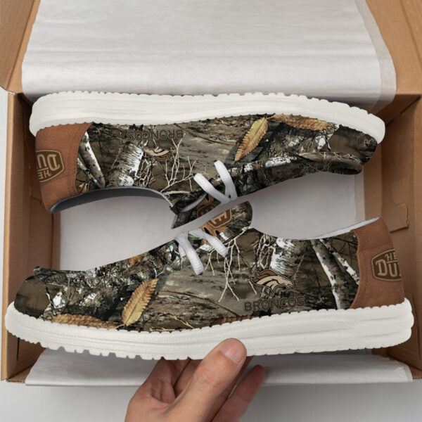 Denver Broncos Camo Hunting Hey Dude Canvas Loafer Shoes