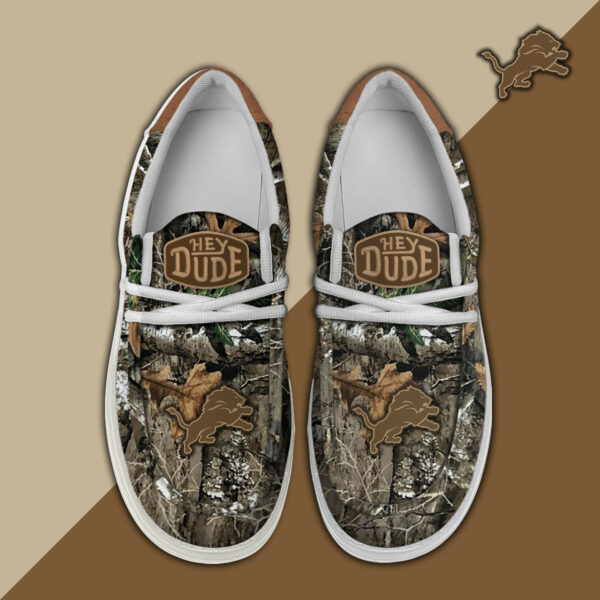 Detroit Lions Camo Hunting Hey Dude Canvas Loafer Shoes