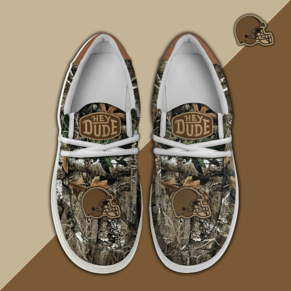 Cleveland Browns Camo Hunting Hey Dude Canvas Loafer Shoes