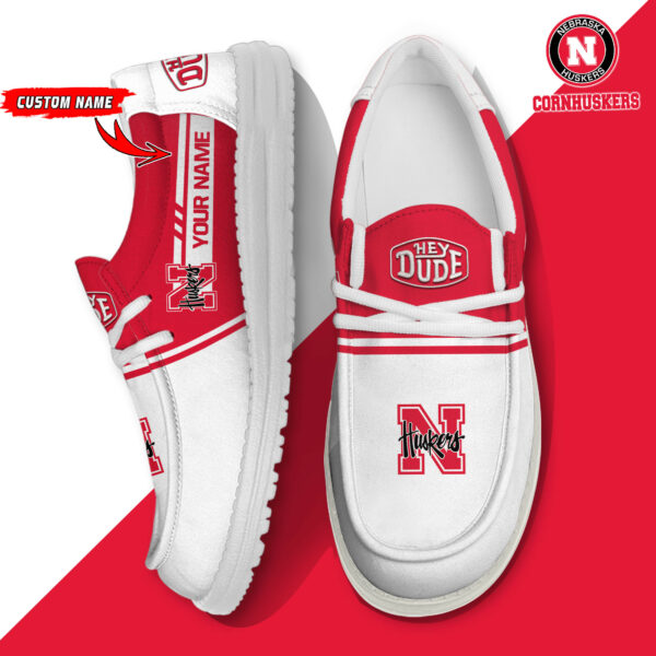 Nebraska Cornhuskers Football Hey Dude Canvas Loafer Shoes - Custom Name