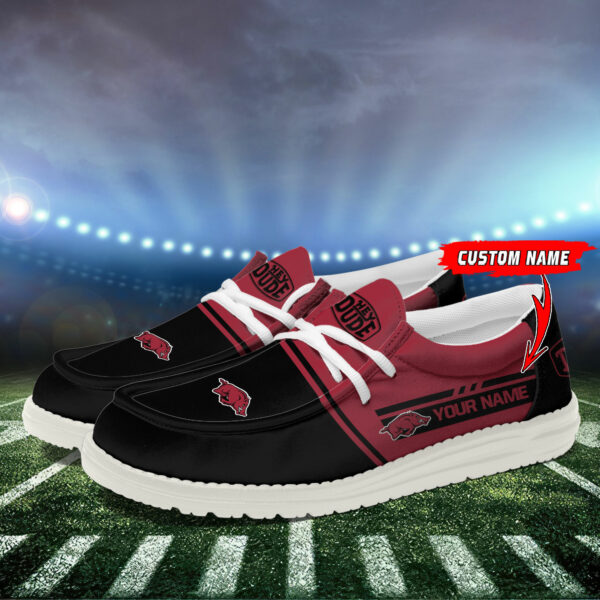 Arkansas Razorbacks Football Hey Dude Canvas Loafer Shoes - Custom Name