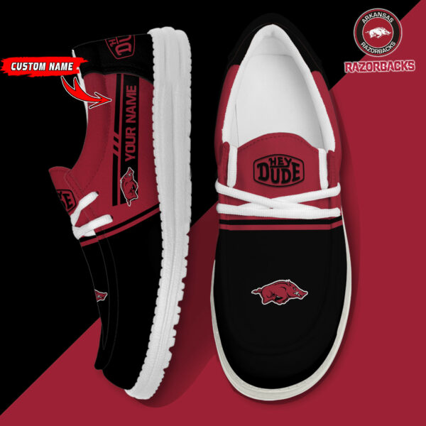 Arkansas Razorbacks Football Hey Dude Canvas Loafer Shoes - Custom Name