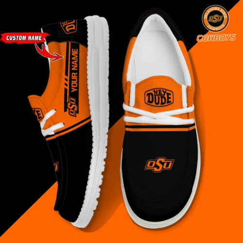 Oklahoma State Cowboys Football Hey Dude Canvas Loafer Shoes - Custom Name