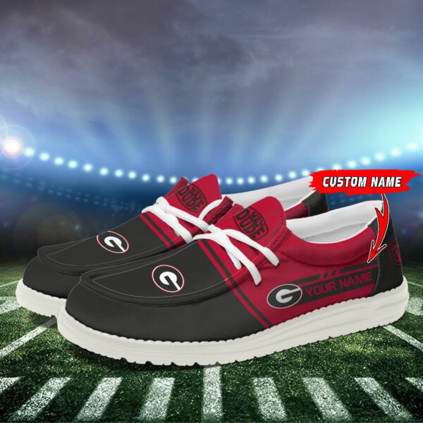 Georgia Bulldogs Football Hey Dude Canvas Loafer Shoes - Custom Name