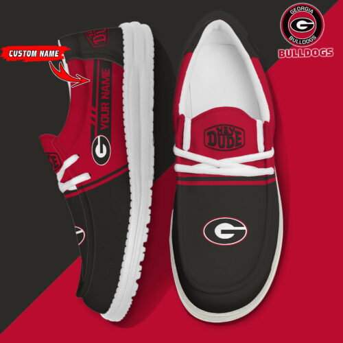 Georgia Bulldogs Football Hey Dude Canvas Loafer Shoes - Custom Name