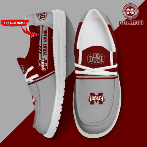 Mississippi State Bulldogs Football Hey Dude Canvas Loafer Shoes - Custom Name