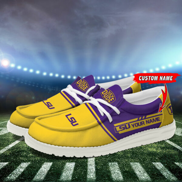 LSU Tigers Football Hey Dude Canvas Loafer Shoes - Custom Name