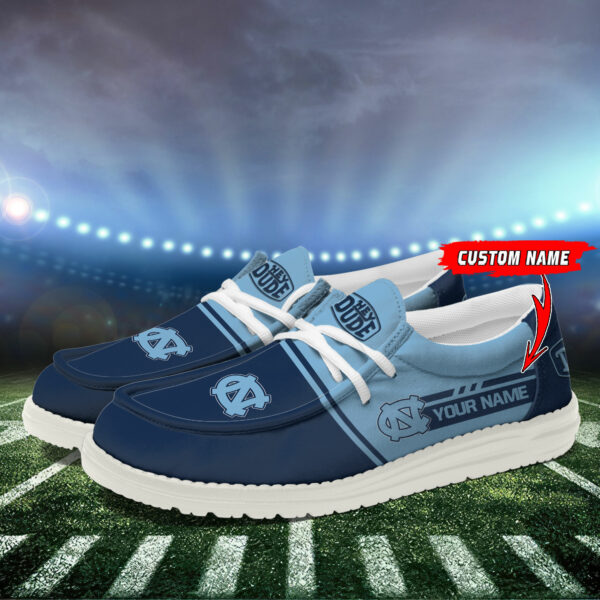 North Carolina Tar Heels Football Hey Dude Canvas Loafer Shoes - Custom Name