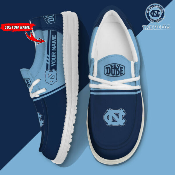 North Carolina Tar Heels Football Hey Dude Canvas Loafer Shoes - Custom Name