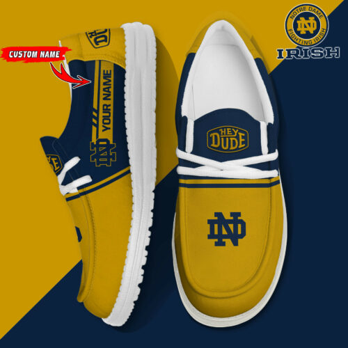 Notre Dame Fighting Irish Football Hey Dude Canvas Loafer Shoes - Custom Name