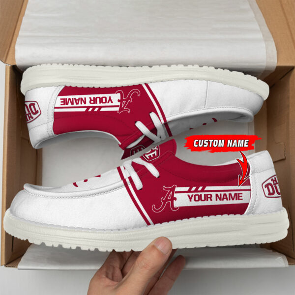 Alabama Crimson Tide Football Hey Dude Canvas Loafer Shoes - Custom Name