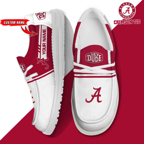 Alabama Crimson Tide Football Hey Dude Canvas Loafer Shoes - Custom Name