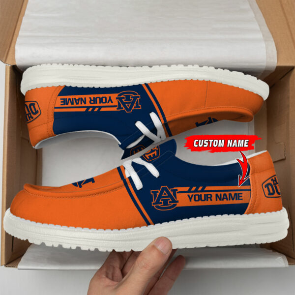 Auburn Tigers Football Hey Dude Canvas Loafer Shoes - Custom Name