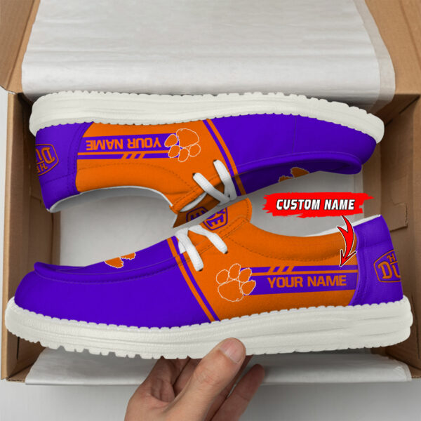 Clemson Tigers Football Hey Dude Canvas Loafer Shoes - Custom Name