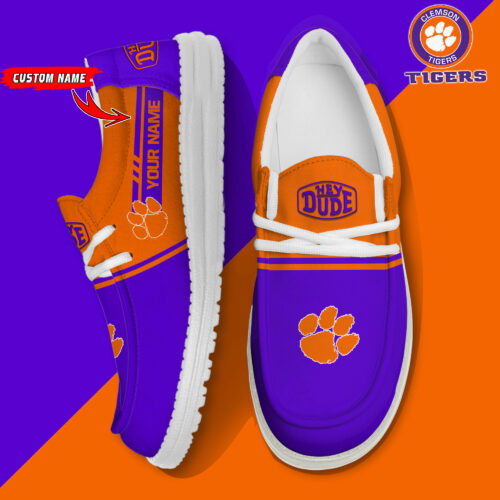 Clemson Tigers Football Hey Dude Canvas Loafer Shoes - Custom Name