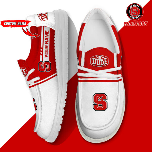 NC State Wolfpack Football Hey Dude Canvas Loafer Shoes - Custom Name