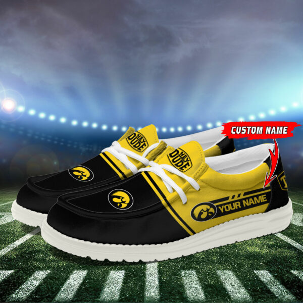 Iowa Hawkeyes Football Hey Dude Canvas Loafer Shoes - Custom Name