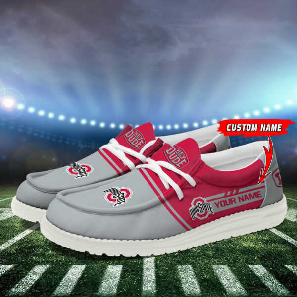 Ohio State Buckeyes Football Hey Dude Canvas Loafer Shoes - Custom Name