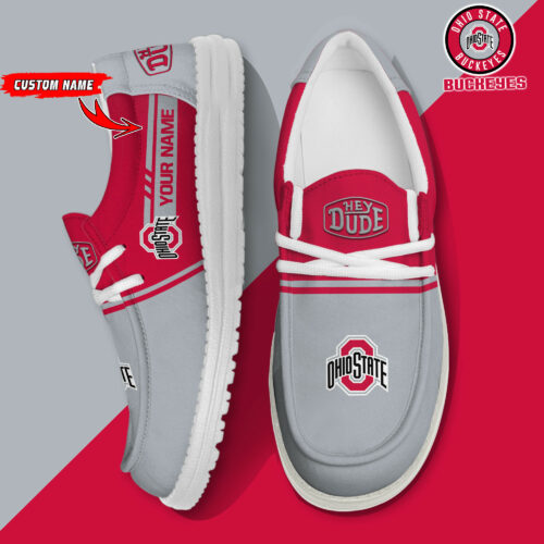 Ohio State Buckeyes Football Hey Dude Canvas Loafer Shoes - Custom Name