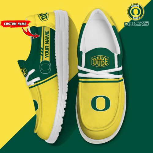 Oregon Ducks Football Hey Dude Canvas Loafer Shoes - Custom Name