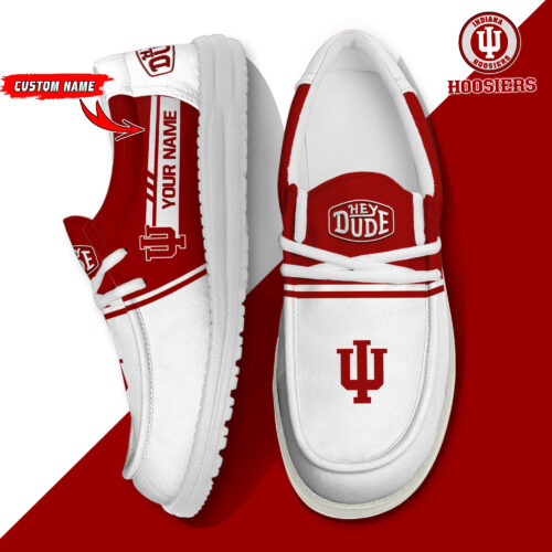 Indiana Hoosiers Football Hey Dude Canvas Loafer Shoes - Custom Name