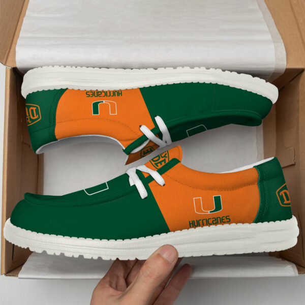 Miami Hurricanes Football Hey Dude Canvas Loafer Shoes HD01