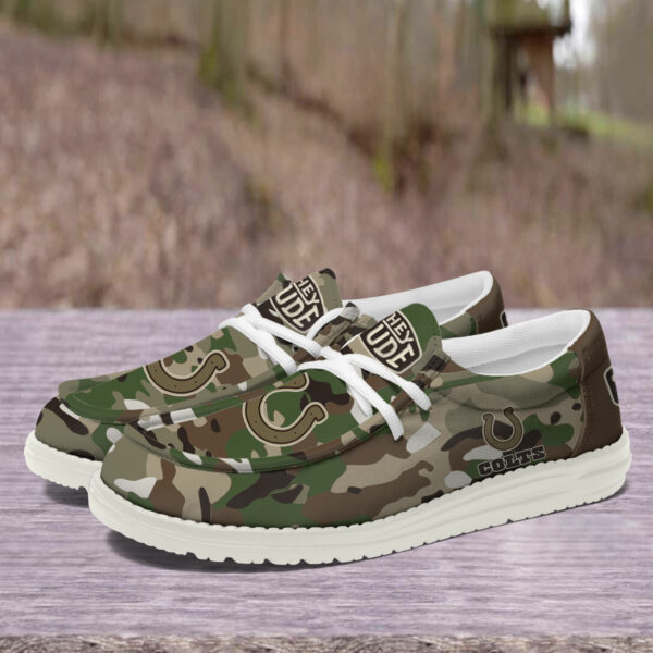 Indianapolis Colts Camouflage Football Hey Dude Canvas Loafer Shoes