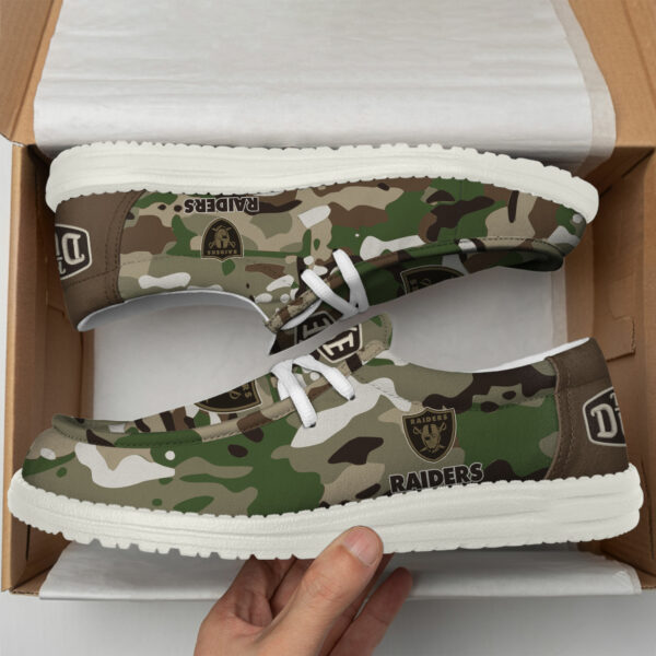 Las Vegas Raiders Camouflage Football Hey Dude Canvas Loafer Shoes