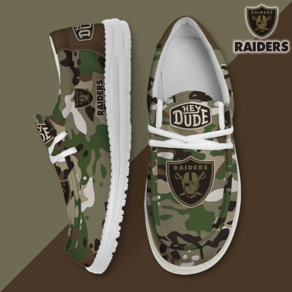 Las Vegas Raiders Camouflage Football Hey Dude Canvas Loafer Shoes