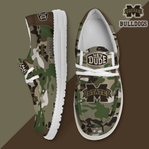 Mississippi State Bulldogs Camouflage Football Hey Dude Canvas Loafer Shoes