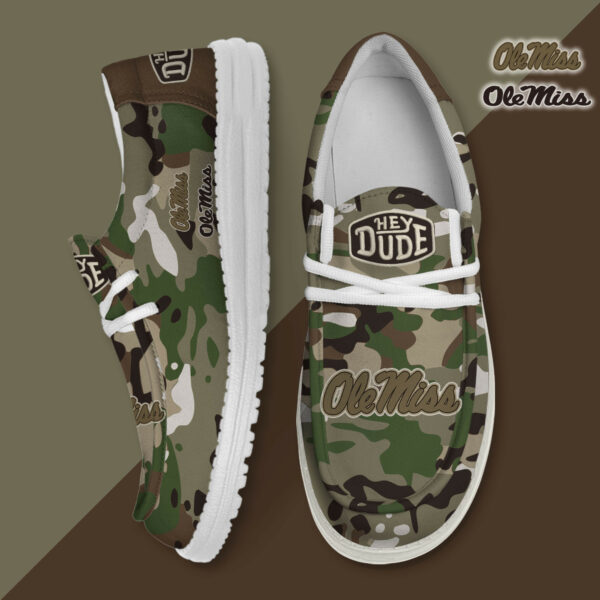 Ole Miss Rebels Camouflage Football Hey Dude Canvas Loafer Shoes