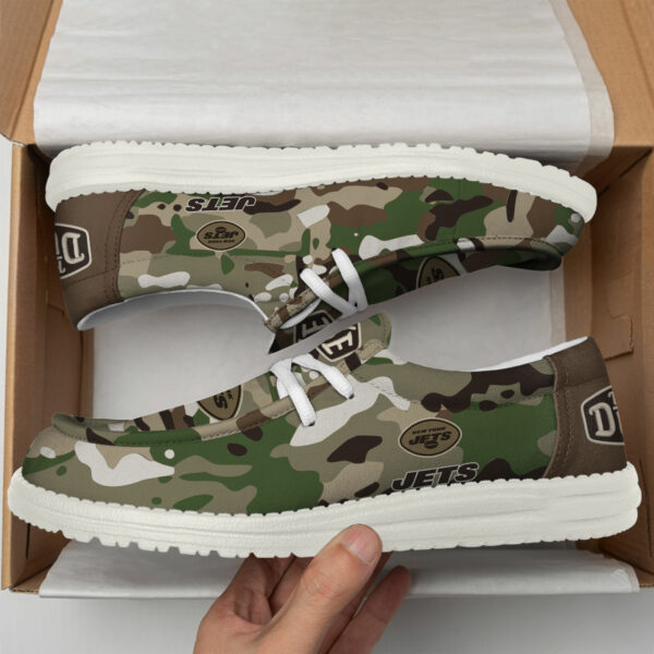 New York Jets Camouflage Football Hey Dude Canvas Loafer Shoes