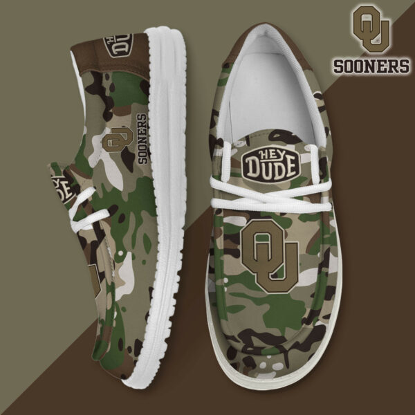 Oklahoma Sooners Camouflage Football Hey Dude Canvas Loafer Shoes