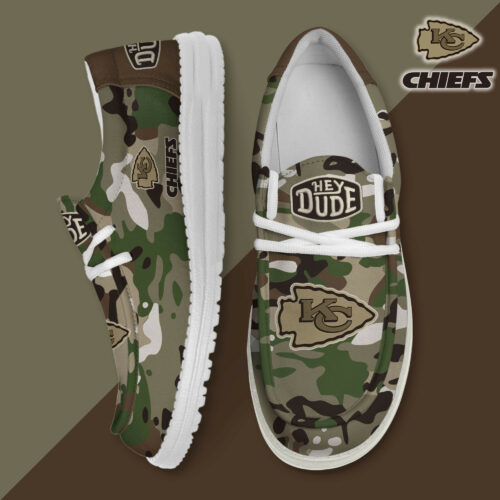 Kansas City Chiefs Camouflage Football Hey Dude Canvas Loafer Shoes