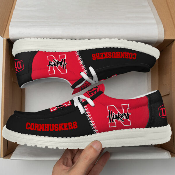 Nebraska Cornhuskers Football Hey Dude Canvas Loafer Shoes HDS01