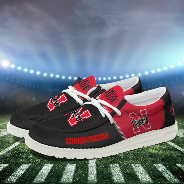 Nebraska Cornhuskers Football Hey Dude Canvas Loafer Shoes HDS01