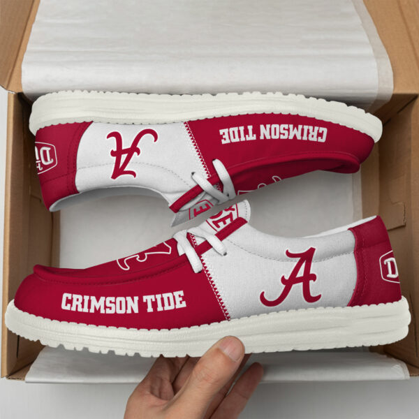 Alabama Crimson Tide Football Hey Dude Canvas Loafer Shoes HDS01