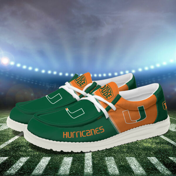 Miami Hurricanes Football Hey Dude Canvas Loafer Shoes HDS01