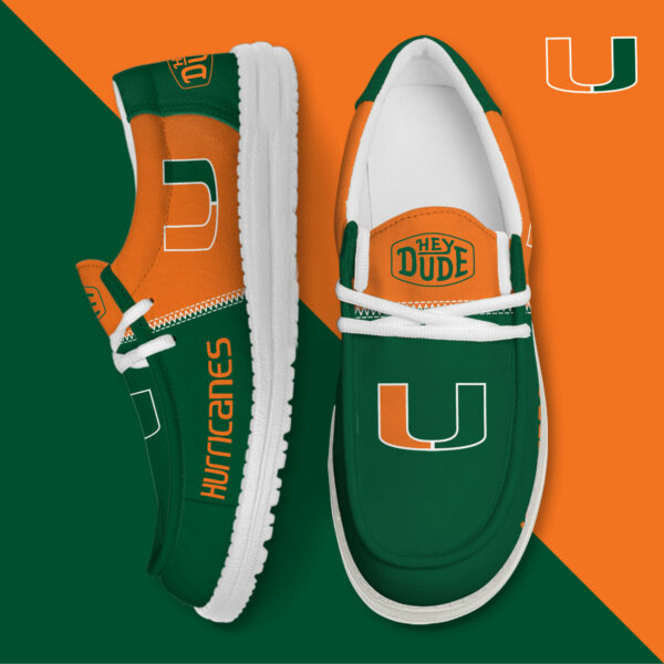 Miami Hurricanes Football Hey Dude Canvas Loafer Shoes HDS01